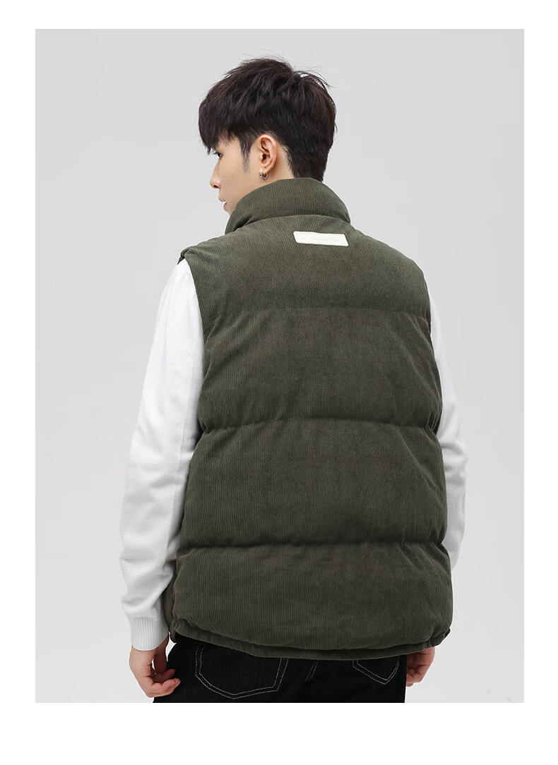 JEANSWEST Men's Spring Autumn Corduroy Loose Vest with Shoulder Bag Warm Jacket Dark Gray 3XL 8