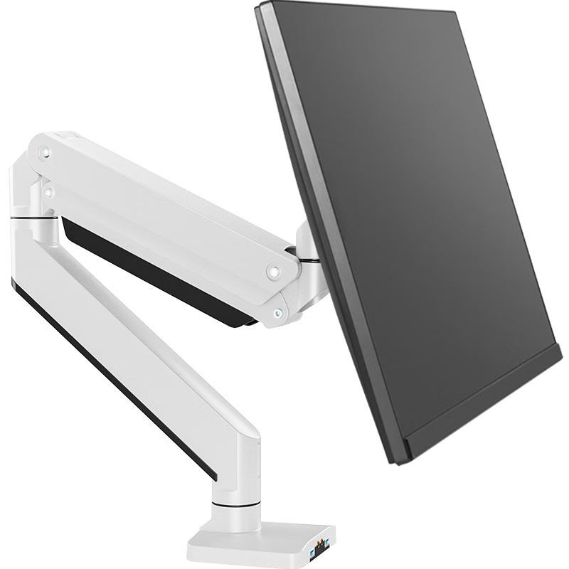 Brateck Beihu Monitor Stand, Mechanical Arm, Computer Desk Clamp Base, Heavy-Duty Screen Riser E601 White 17-49 Inch, Suspended Arm