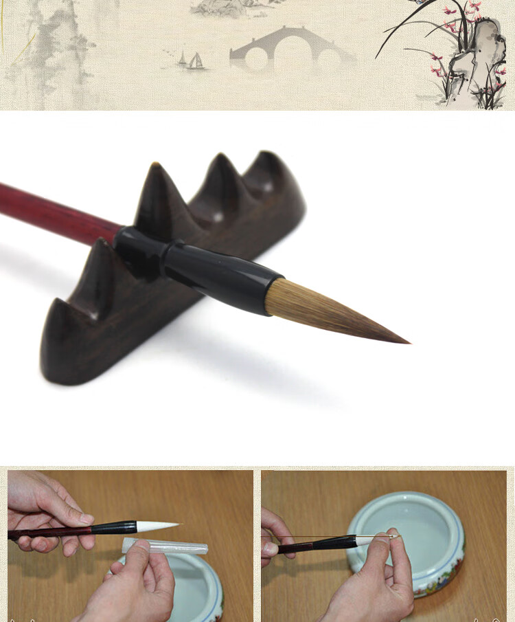 Fenshang Calligraphy Brush from Four Treasures of The Study, Premium Large Wolf Hair Brush for Regular Script Calligraphy Practice And Chinese Painting, Student Beginner's Calligraphy Practice Brush, Approximately 4.2cm from Tip to Tip 3