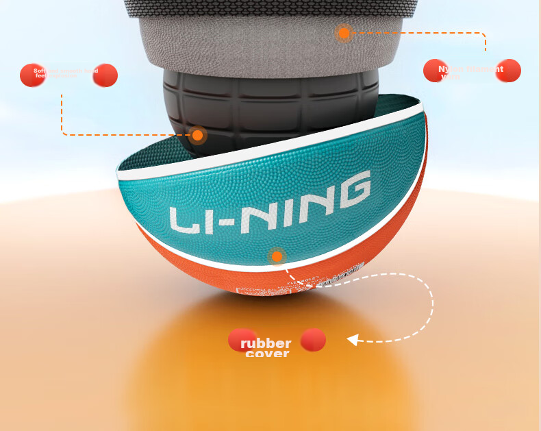 Li-Ning Basketball, Size 5, for Children's Competition, Indoor And Outdoor Use, Wear-Resistant, Suitable for Cement Courts, Suitable for Preschoolers, Elementary School Students, Teenagers, Outdoor Rubber Ball 10