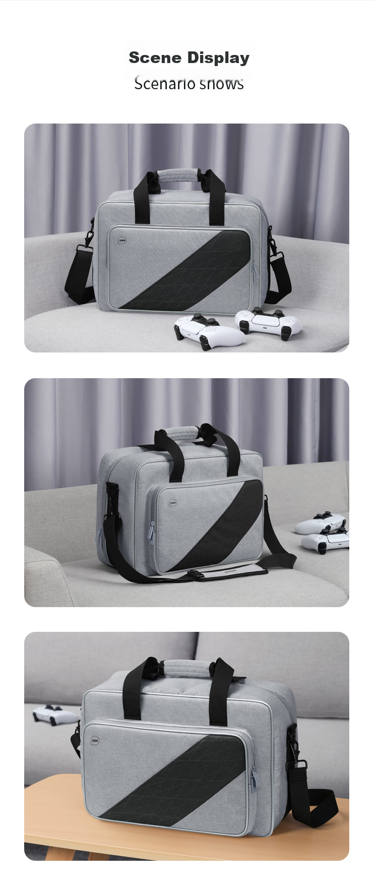 BUBM Large Capacity Storage Bag, PS5 Game Console Organizer with Accessories, Crossbody Handheld Portable Storage Bag, Gray 10