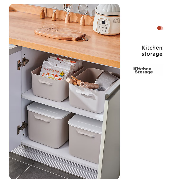 Youjialiangpin Plastic Storage Box, Clothes Organizer, 20L*2+10L*2, Khaki Color, with Lid, Insect-Proof, for Home Use 12