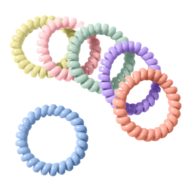 UPLUS Dopamine Color Hair Ties, High-Elasticity Seamless Rubber Bands for Hair Tying, 6 Phone Cord Hair Ties, Hair Accessories with Leather Covers