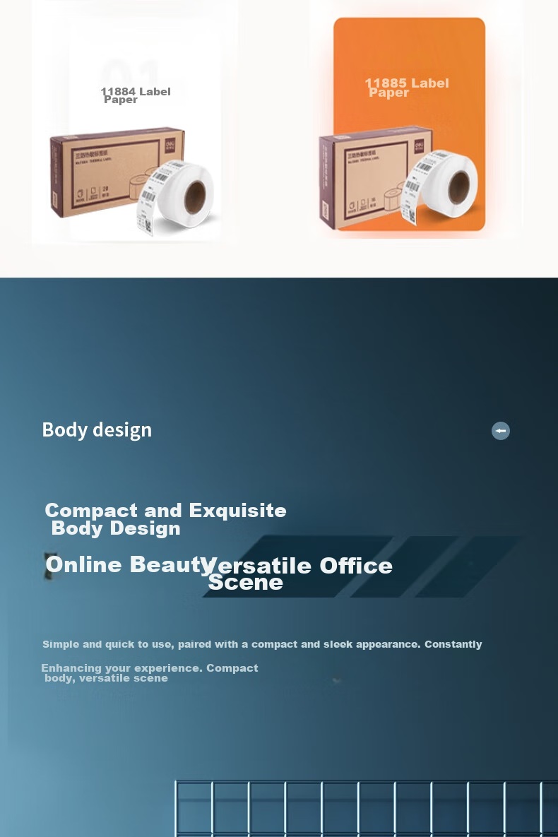 Deli DL-886A(NEW) Thermal Label Printer, Express Delivery Sticker Adhesive Cashier Takeout Receipt Barcode, Commercial 58MM Label And Receipt Dual-Use Printing, USB Versio 9