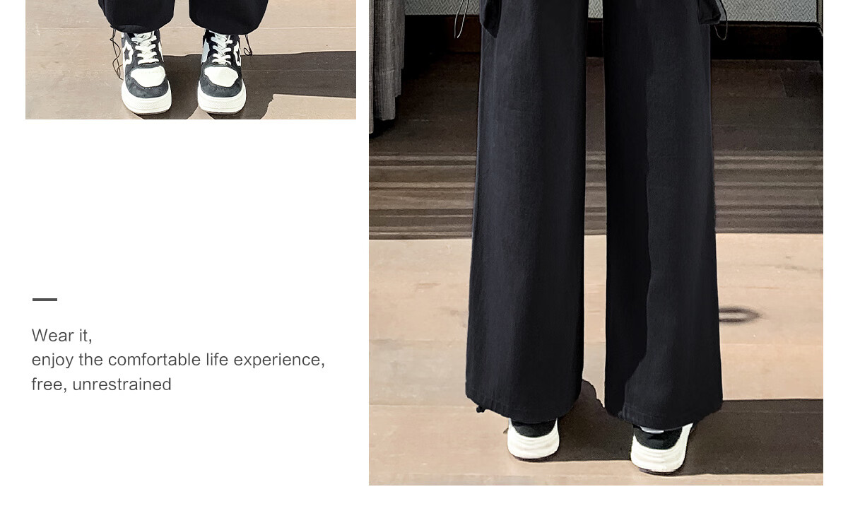 Halo Queen Women's Casual Pants, American-Style Breathable Loose Cargo Pants, High-Waisted Draping Parachute Pants H13KK2711 18