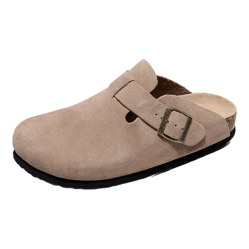 GUOLUOFEI Cork Shoes Birkenstock-Style Shoes Couple Fashion All-Season Men's And Women's Slippers Outdoor Leather Closed-Toe Shoes Brown Size 37