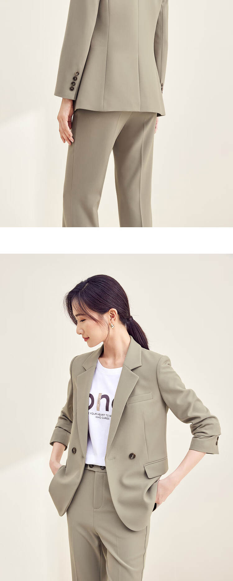 Sentubila Professional Commuter Suit Set for Women, Spring And Autumn Formal Wear, Wrinkle-Free And Non-Iron Jacket And Pants, Interview Two-Piece Suit 5