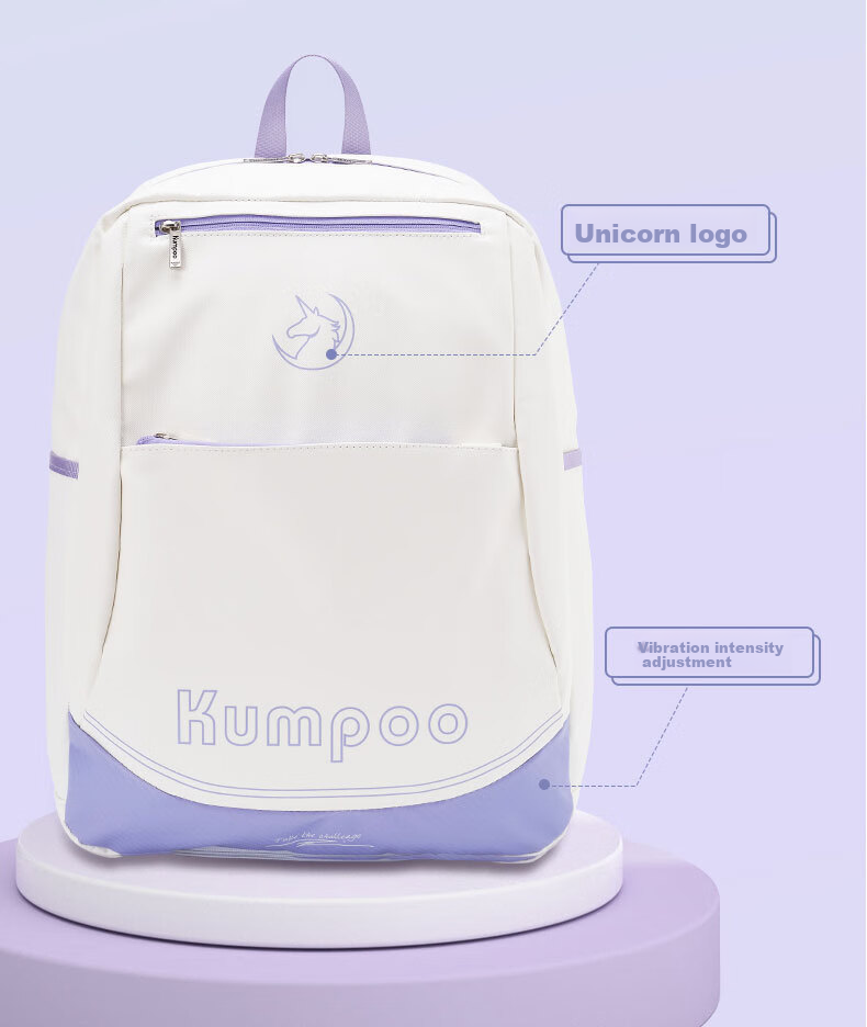 KUMPOO Ball Bag with Separate Shoe Compartment, Tennis Racket Storage, Ventilated Multi-Functional Unicorn Backpack KBR-002 White And Purple 5