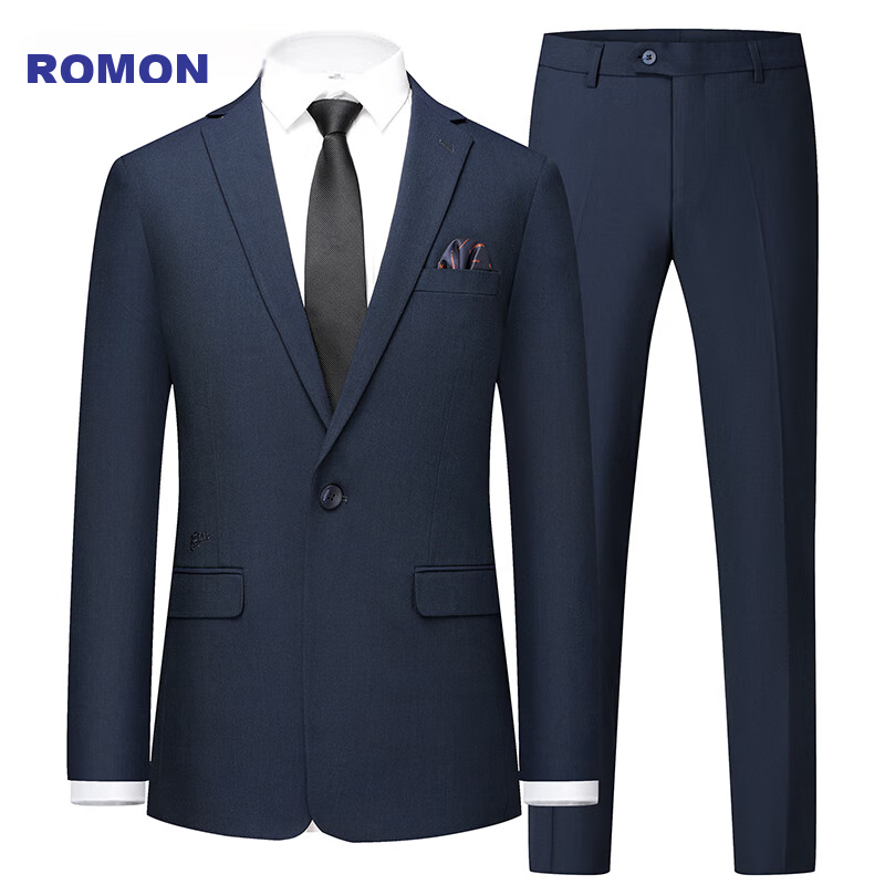 ROMON Men's Suit Set, All-Season Slim Fit Professional Formal Wear, Elastic Blazer for Business And Wedding Attire