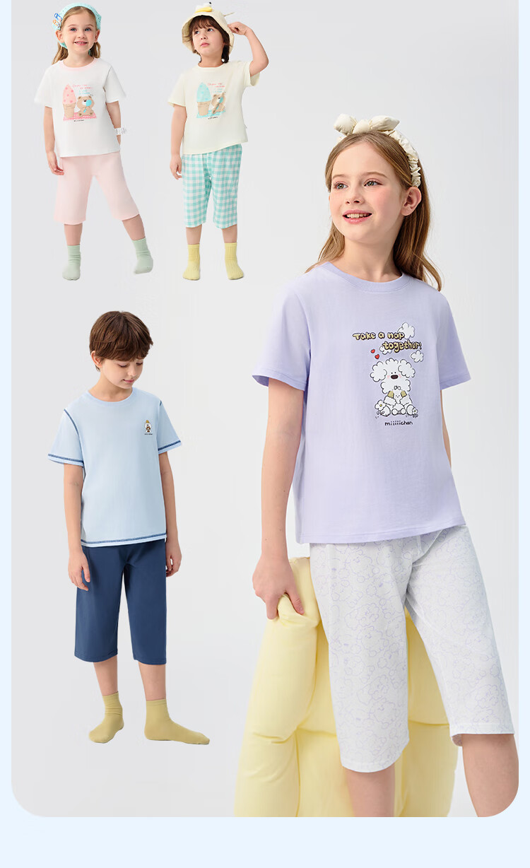 BALABALA Pajama Set for Boys And Girls, Home Wear, Air Conditioning Clothing, Summer Style [Miiichan IP] 209225171208 6