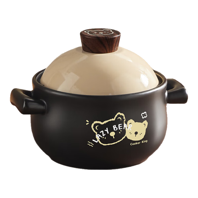 COOKER KING Ceramic Casserole Pot, Heat-Resistant, Large Capacity, for Home Use, Stewing Soup, Braising, Cooking Chinese Medicine, Clay Pot Rice, 2.8L
