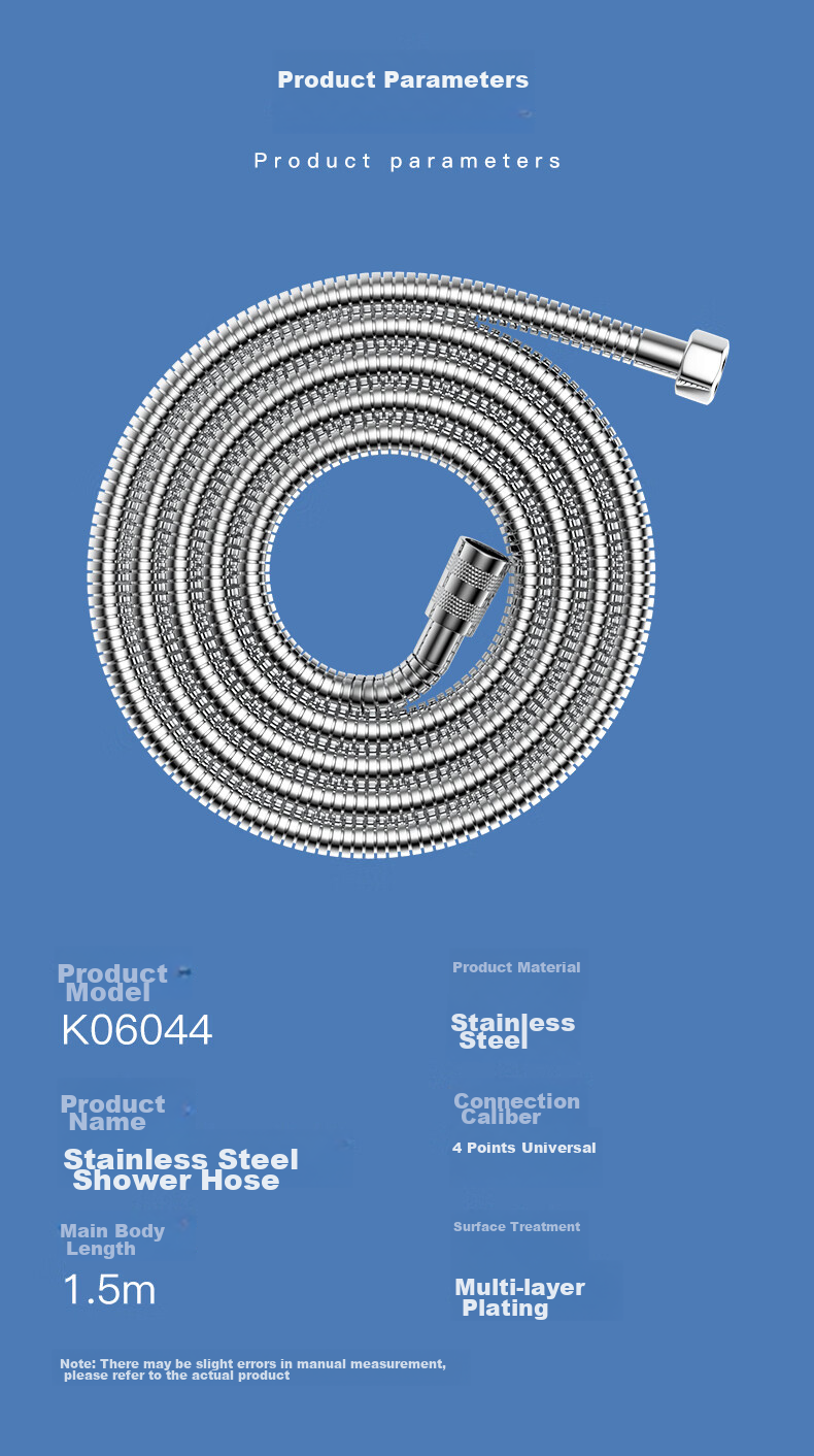KEGOO K06044 Shower Hose, 1.5 Meters Stainless Steel, Anti-Explosion And Anti-Tangling Water Pipe for Shower Head 12