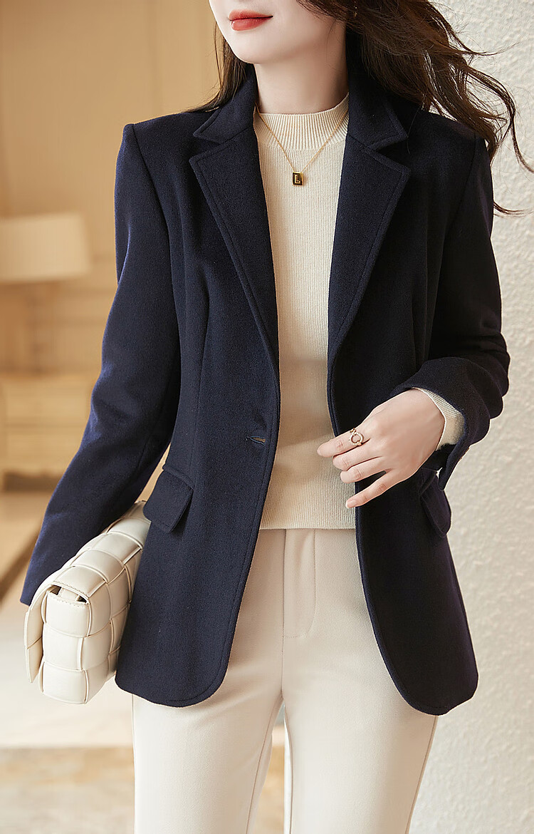 Dme [High-Content Wool Suit] Winter Suit Collar Slim-Fit Long-Sleeve Blazer Jacket for Women, Autumn And Winter 15
