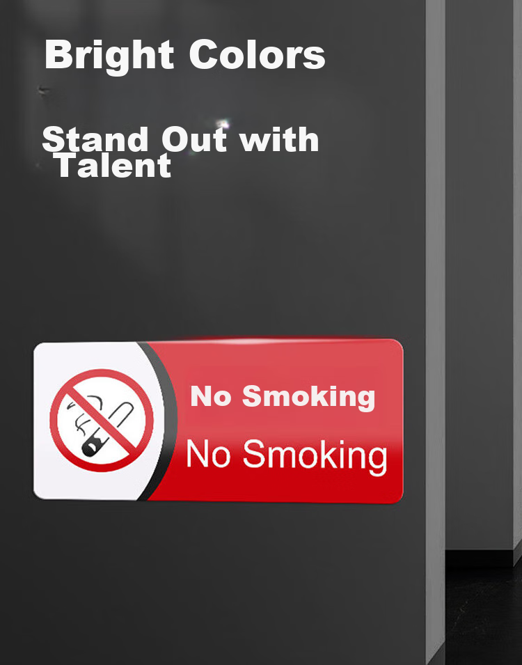 Yijuzhangning No Smoking Sign, PVC Foam Adhesive Sticker, Wall Decal, Friendly Reminder Sticker, Slogan, 29*13cm, 5 Pieces Per Pack 10