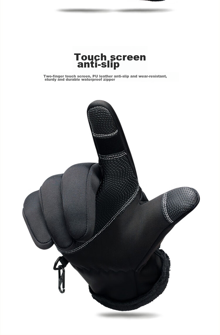 BWNK Outdoor Waterproof Gloves, Winter Zipper Touchscreen Gloves for Men And Women, Windproof Warm Fleece-Lined Gloves for Hiking And Skiing 14
