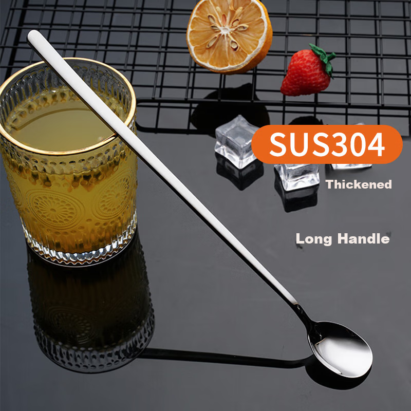 Shihua 304 Stainless Steel Long Handle Whisk, 23.6cm, Coffee Spoon, Milk Powder And Honey Mixing Spoon, Cocktail Spoon, Ice Spoon, 1 Piece