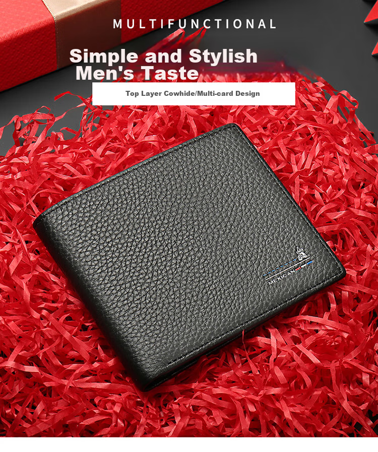 MEXICAN Genuine Top-Grain Leather Horizontal Business Short Wallet, Fashionable Multi-Card Slots Money Clip, Birthday Gift for Me 2