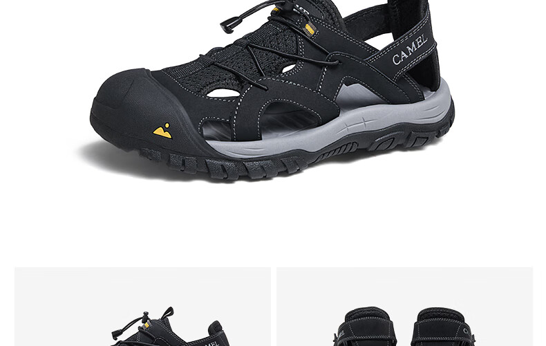 CAMEL Breathable Mesh Water-Repellent Anti-Collision Closed-Toe Urban Outdoor Sports Sandals for Men, G14M396625, Sand Color, Size 40 14