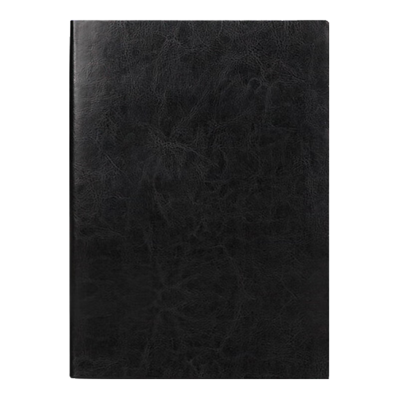 Bailiwen B10425 Black Notebook, 25K Leather Cover, Journal, Writing Pad, Diary, Meeting Minutes Book, Business Work Notebook