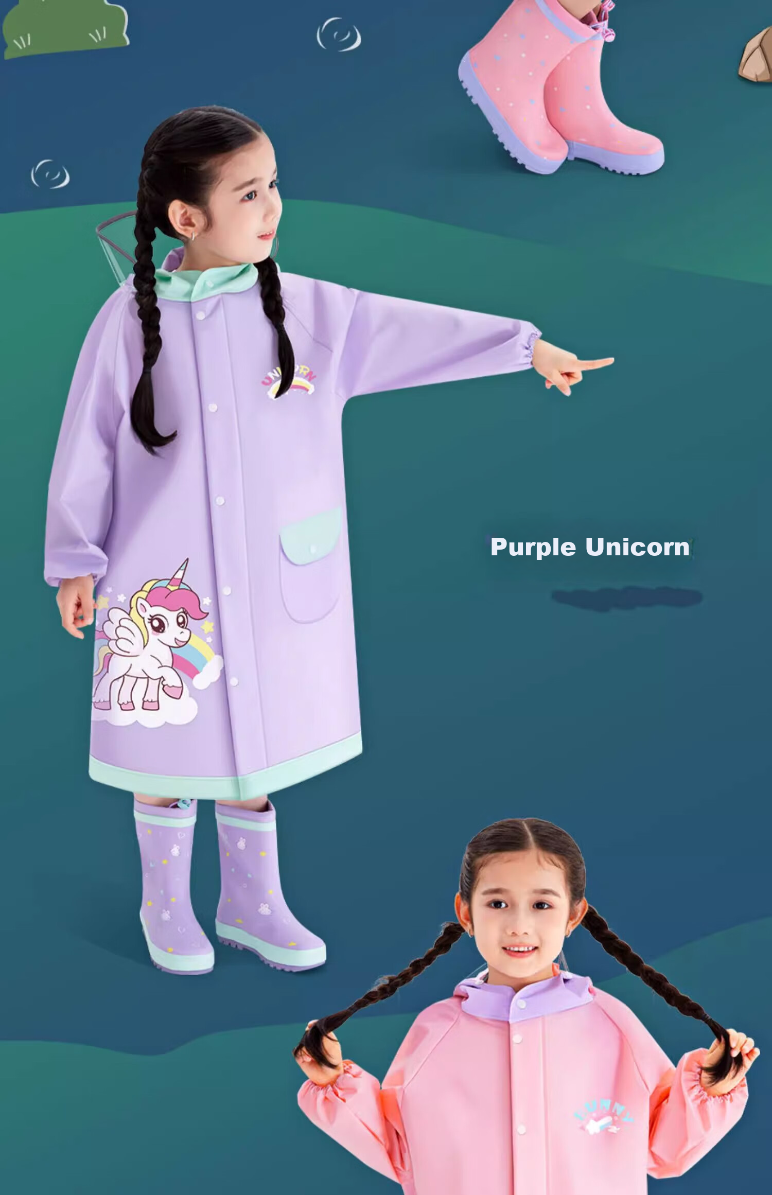 KEYRU Children's Raincoat And Poncho for Boys And Girls, School-Specific, for Kindergarten And Elementary Students, Full-Body Protection against Heavy Rain, Integrated Design with Backpack Space 3
