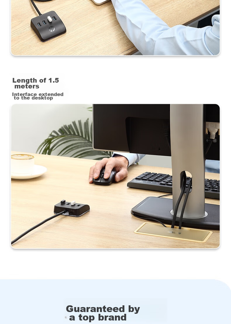 HP USB Hub Splitter Docking Station, High-Speed 3.0 One-To Multi-Port, USB Extension Cable, Laptop Adapter Converter, Desktop Expansion Dock, 0.5m 14