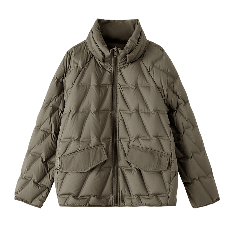 Dme [Snowland Roaming] Winter Lightweight 90% Duck Down Geometric Pressed Warm Short Women's Down Jacket