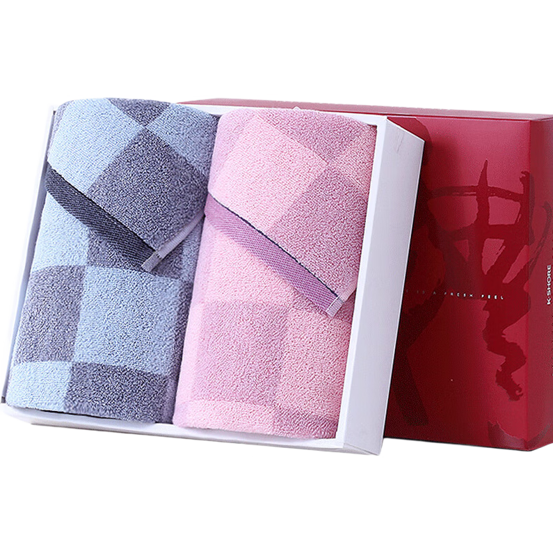 KING SHORE Towel Gift Box, Pure Cotton Thickened All-Cotton Absorbent Sports Face Towels Gift Set, 2-Pack, 115g/piece