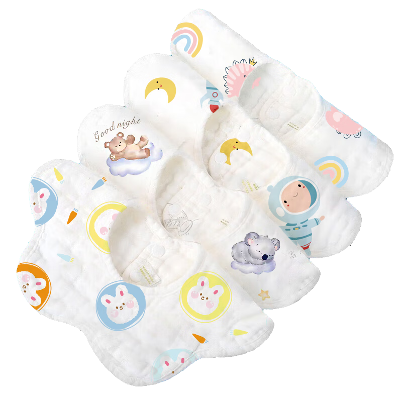 Bledilait Baby Drool Bib, 8-Layer Pure Cotton, Newborn Child Bib, Neck Gaiter, Gauze Towel, Baby 360-Degree Rotating Absorbent Bib