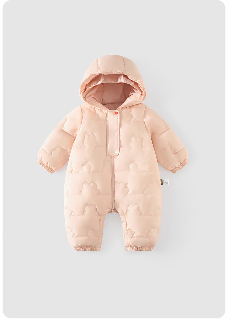 TONGTAI Baby Down Jacket One-Piece Autumn Winter Unisex Hooded Romper Three-Proof Duck Down Crawling Suit Warm Yellow 100cm 16