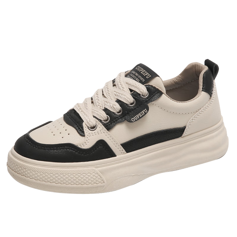 CARTELO Women's Casual Shoes, Leather Upper Sneakers, Outdoor Wear, Maternity Flat Casual Skateboard Shoes for Women, 1548 Black, Size 36