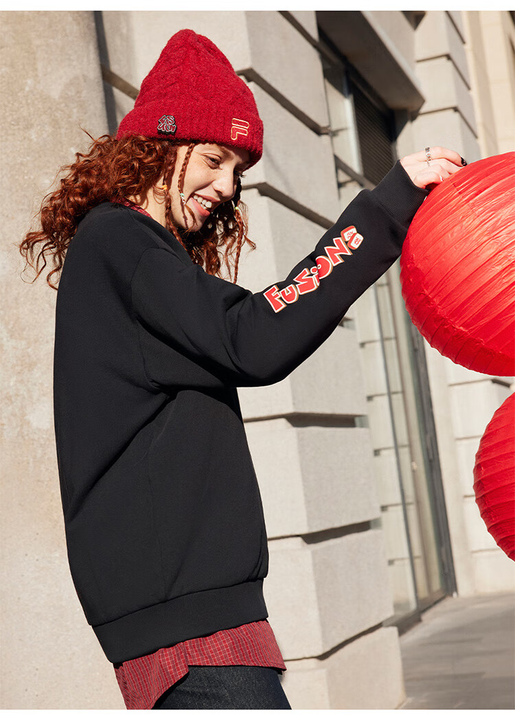 FILA FUSION FILA Trendy Couple's Pullover Hoodie, Autumn And Winter New Year Style, Fashionable Pure Cotton Knitted Top 20