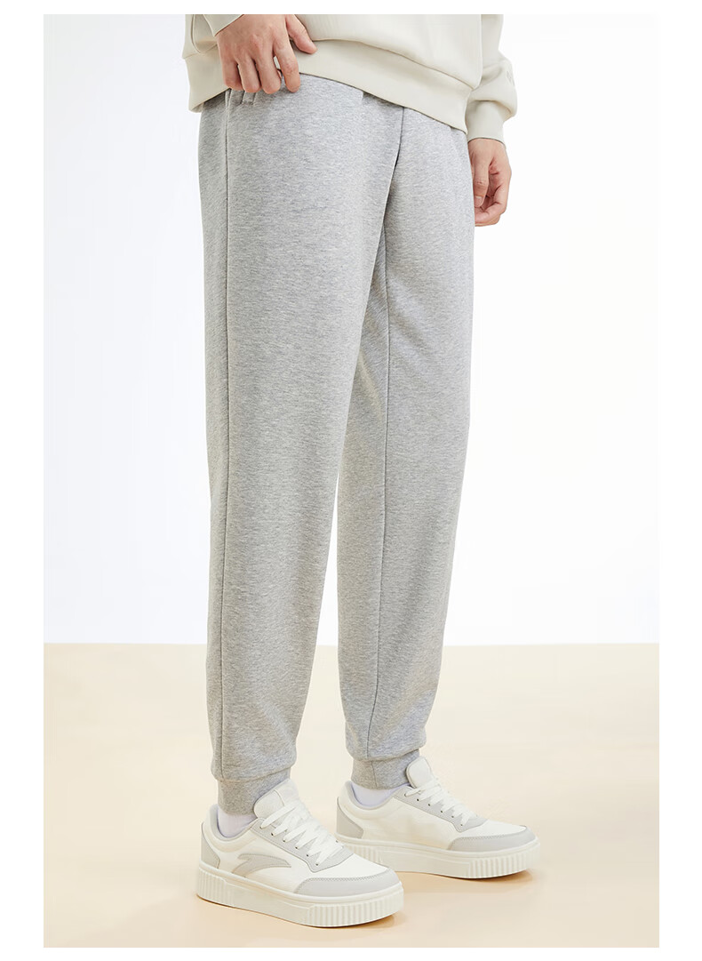 Anta Fleece-Lined Men's Straight-Leg Sweatpants Knitted Outdoor Running Warm Casual Pants for Men 46