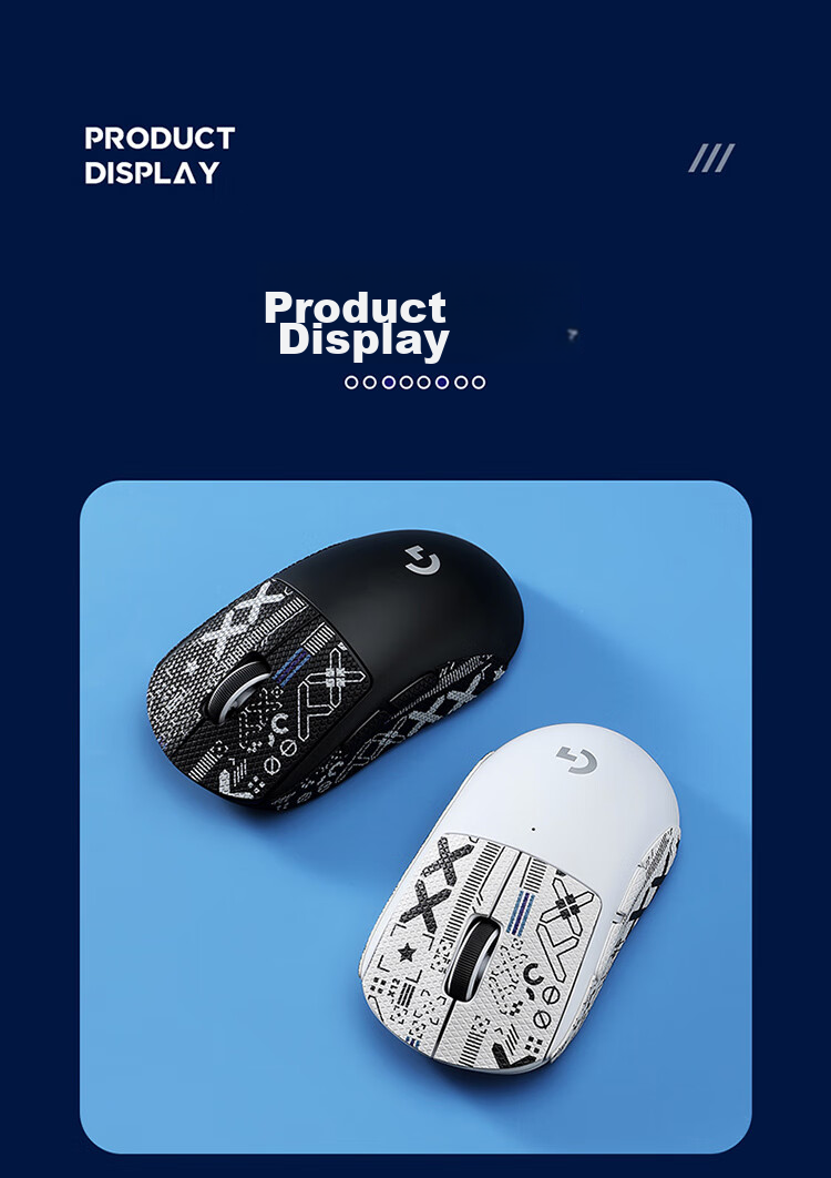 BUBM GpW2 Logitech Mouse Anti-Slip Sticker, Dog Shit King II/III Generation Sticker, Sweat-Absorbing Anti-Slip Scratch-Resistant Sticker, E-Sports Gaming Mouse Pad, GPW2/3 Generation Lizard Skin Full Coverage White Printed Patter 8
