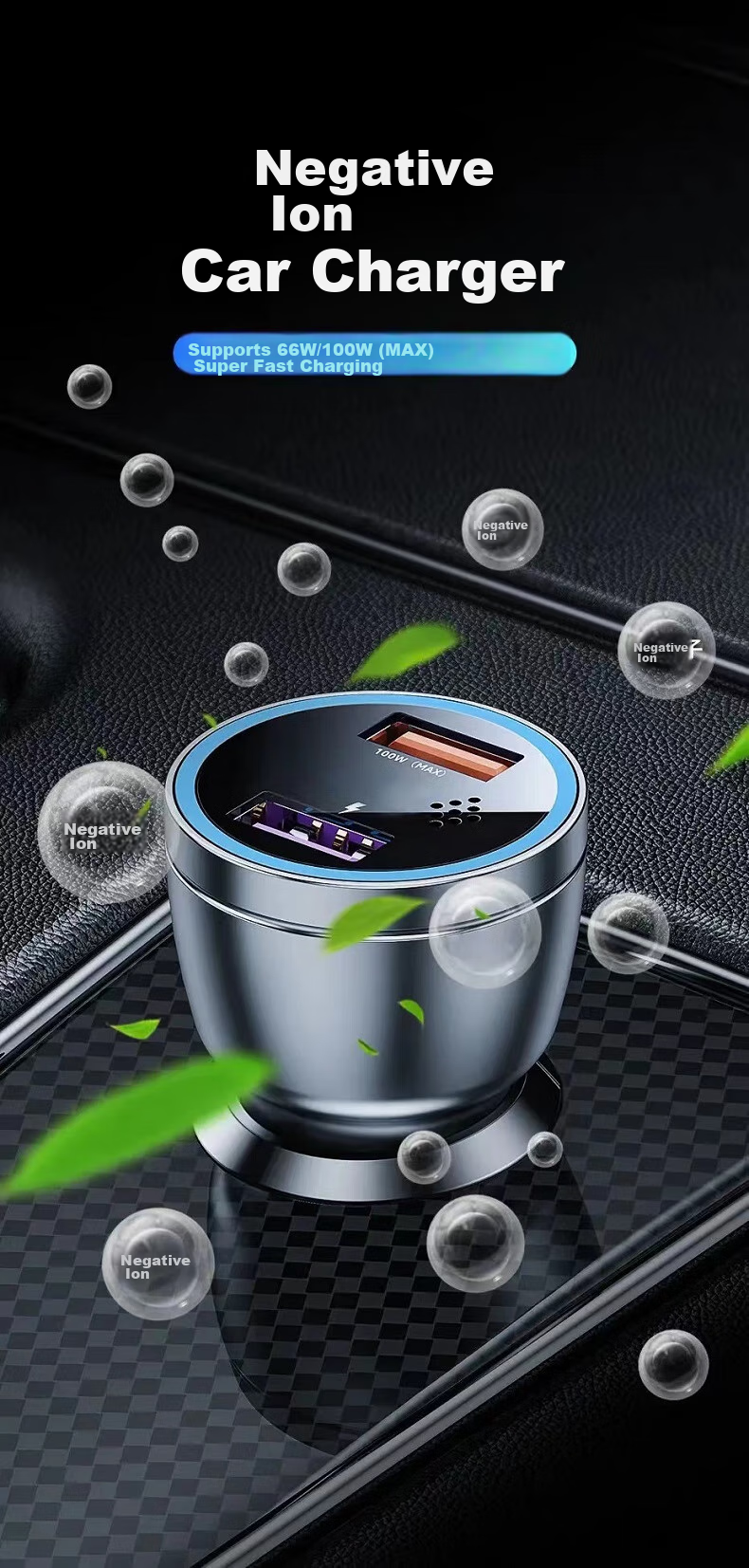 Newsmy Car Charger, 66W Super Fast Charging Cigarette Lighter Adapter, Car Charger for Negative Ion Air Purifier 3