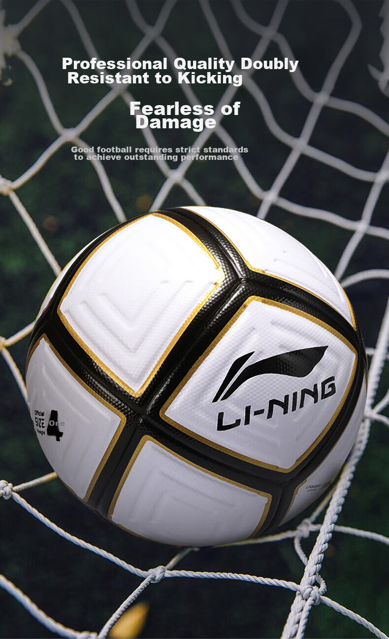 Li-Ning Soccer Ball Size 4 for Children, Adults, Middle School Entrance Exam Standard, High Bounce, Competition Training, Youth, Elementary School Students, Preschoolers, Four-Ball Size 6