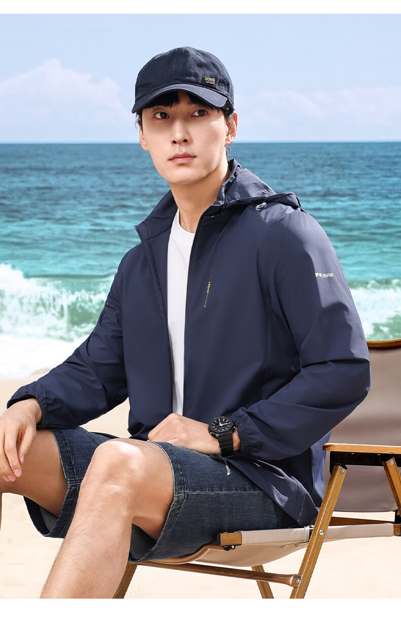 ROMON Men's Sunscreen Jacket Ice Silk Cooling Detachable Hood Lightweight Breathable Outdoor Casual Coat 5088A 14