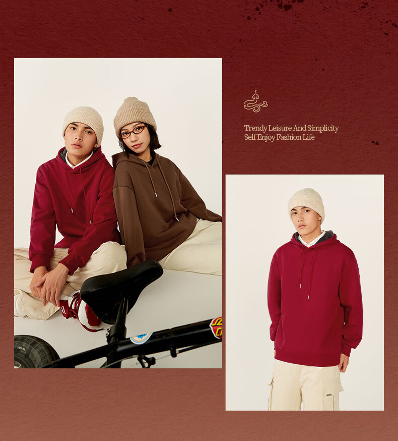 JEANSWEST LIFE Red Zodiac Year Hooded Sweatshirt for Men, Winter Fleece-Lined Thickened Boys' Clothing, Chinese Style Horse Year Jacket 9