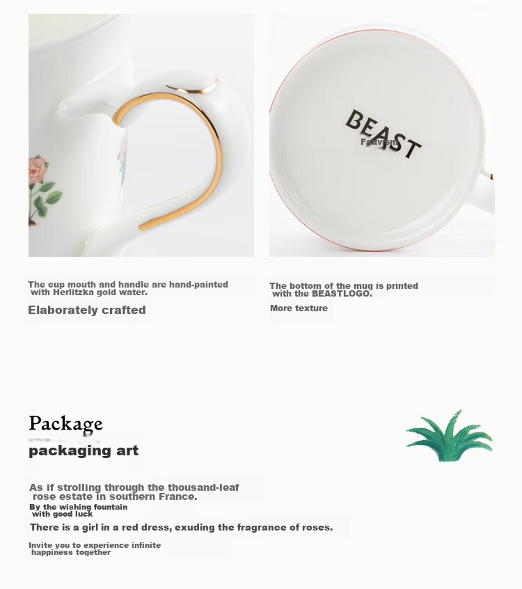 THE BEAST "Wild Beast Flower" Series, Thousand-Petal Rose Mug, Birthday Gift, Souvenir 6