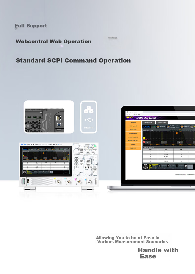 RIGOL Puyuan DHO804 Digital Oscilloscope 70MHz 4-Channel 12-bit Oscilloscope 9