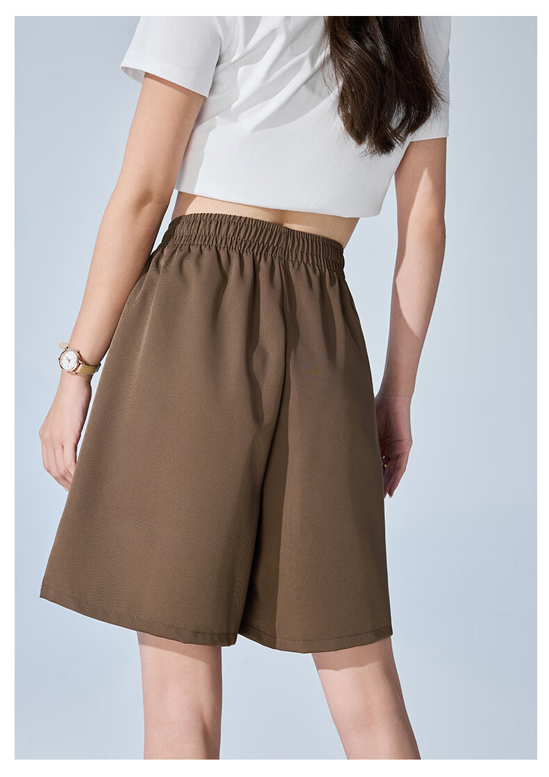 XUEXIMAN Women's Summer Thin Loose Wide-Leg Five-Point Suit Shorts High-Waist A-Line Slim Casual Pants 19