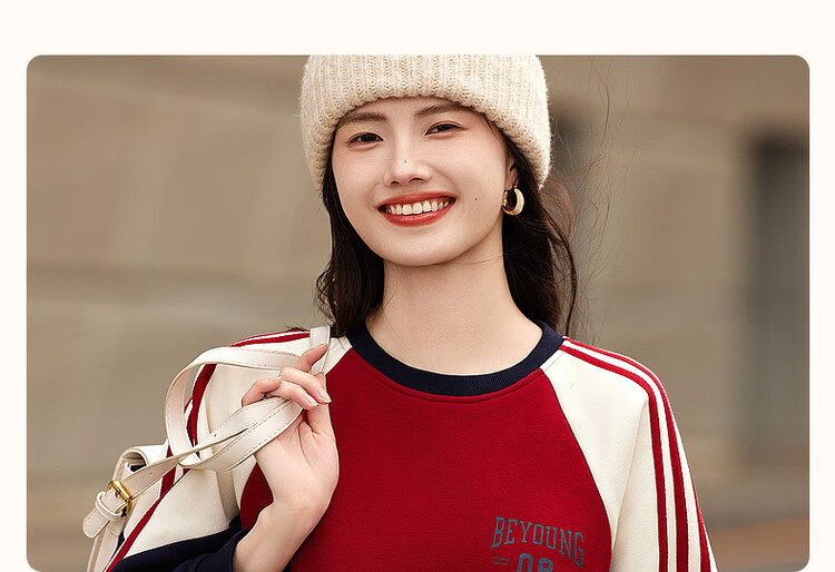 Dme [Travel Wardrobe Series] Spring And Autumn Stylish Round Neck Letter Contrasting Color Drop Shoulder Loose-Fitting Concealing Sweatshirt Women's Top 5