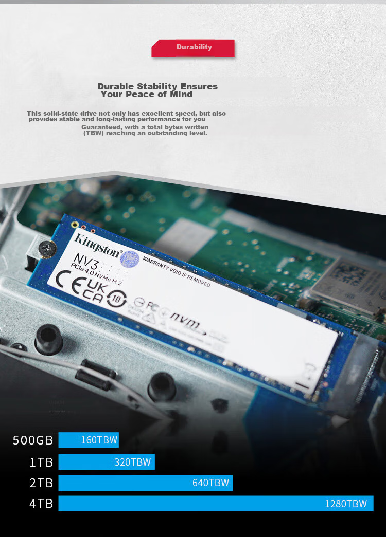 Kingston 2TB SSD M.2 (NVMe PCIe 4.0×4) NV3 Series, Read Speed 6000MB/s, AI Computer Accessory 6