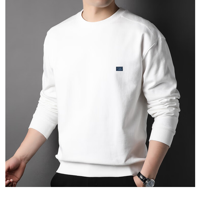 Hengyuanxiang 100% Cotton Men's Crewneck Pullover Sweatshirt Heavyweight Casual HJ168 Navy Blue S 10