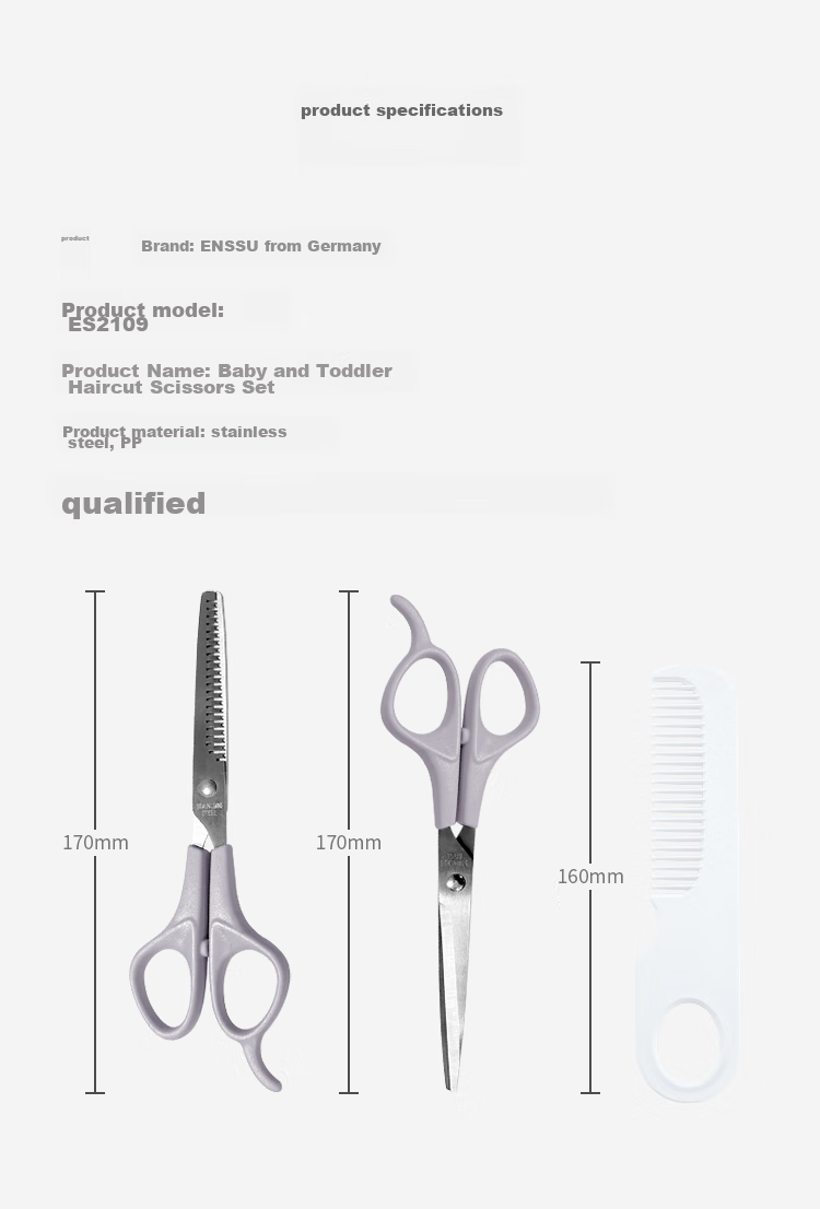 Enssu Children's Hair Clipper Set with Baby Bangs Trimmer, Straight Trimmer, Tooth Trimmer, Thin Hair Trimmer, Scissors And Comb Set ES2109 7
