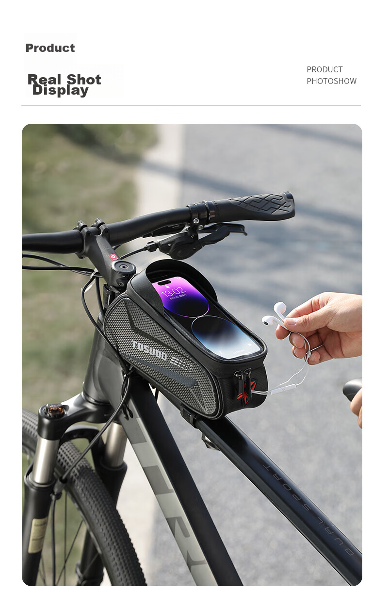 TOSUOD Bicycle Front Frame Bag Phone Tool Storage Bag Mountain Road Bike Top Tube Bag Cycling Gear 2.0L 28