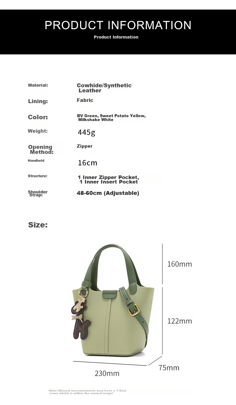 CASSILE Women's Handbag, Bucket Bag, Handheld Vegetable Basket, Light Luxury Tote Bag, Crossbody Bag, 520 Gift for Wife 8