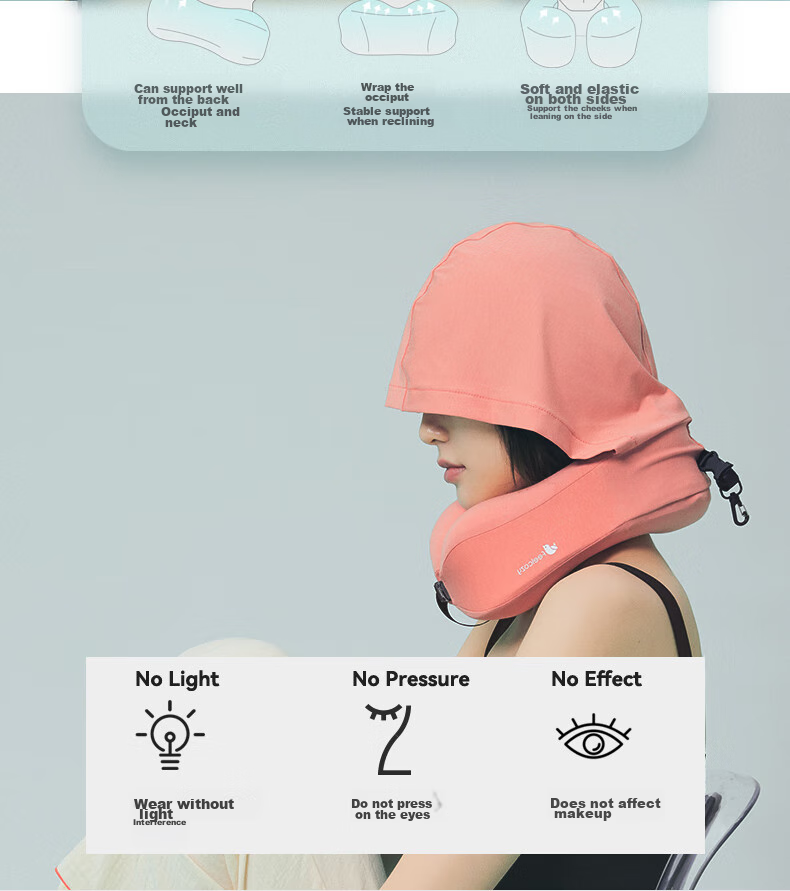 Jueqingsong U-Shaped Pillow, Airplane Neck Pillow, Travel Pillow, Memory Foam Snail Portable Hat Neck Pillow, Space Gray 5