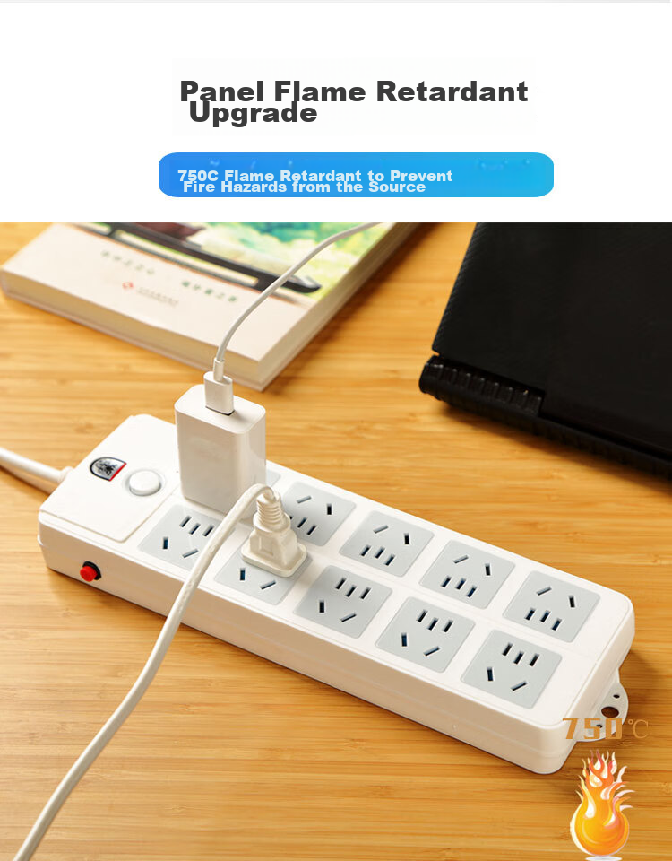 Zidantou Super Power Protection, New National Standard Safe Socket/power Strip/extension Cord, 10 Outlets, Total Length 4.8 Meters, TS-026c 7