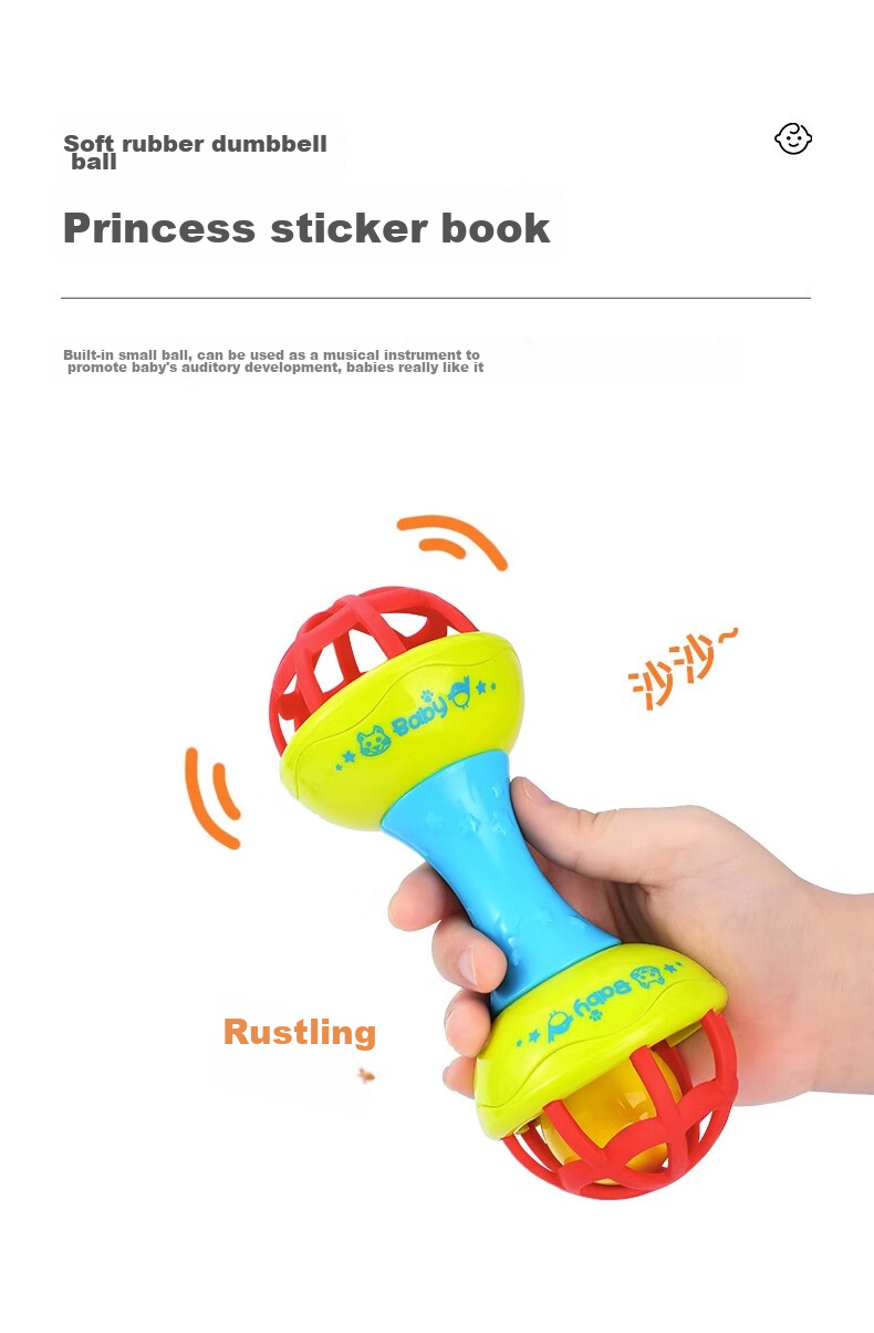 SHANGYUN Children's And Baby Toys, Newborn Toys for 0-1 Year Olds, Rattle, Small Hammer, Teether, Pacifier, Shaker Drum 7