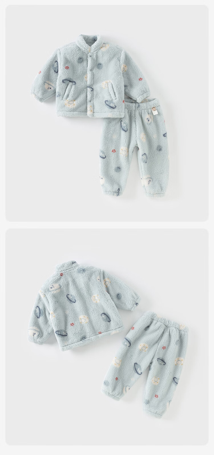 DAVE & BELLA Boys' Homewear Set Girls' Winter Pajamas Children's Warm Two-Piece Set 2